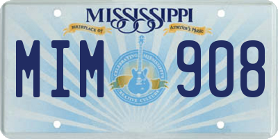 MS license plate MIM908