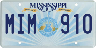 MS license plate MIM910