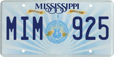 MS license plate MIM925