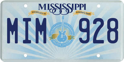 MS license plate MIM928