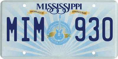 MS license plate MIM930