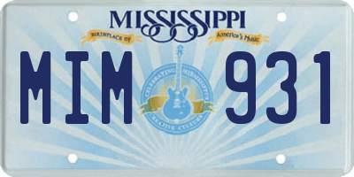 MS license plate MIM931