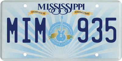 MS license plate MIM935