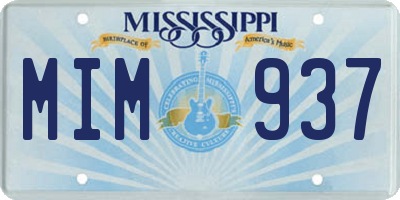 MS license plate MIM937