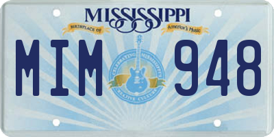 MS license plate MIM948