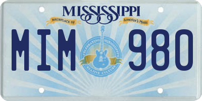 MS license plate MIM980