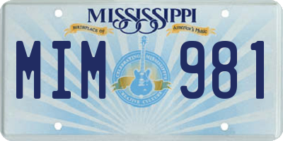MS license plate MIM981