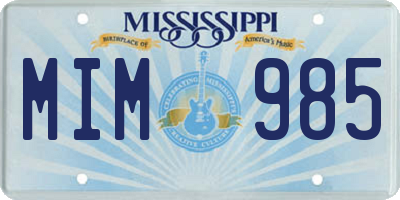 MS license plate MIM985