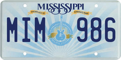 MS license plate MIM986