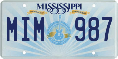 MS license plate MIM987