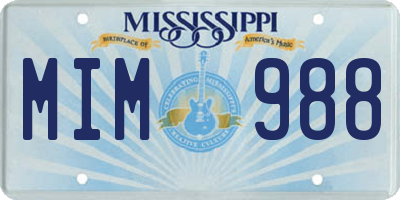 MS license plate MIM988