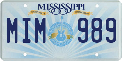 MS license plate MIM989
