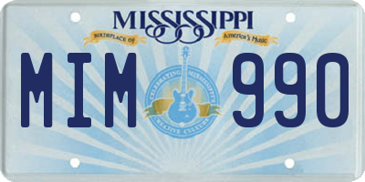 MS license plate MIM990