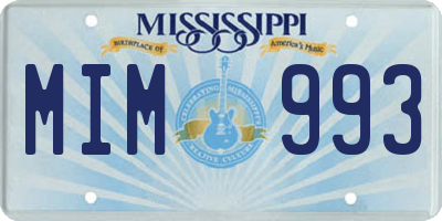 MS license plate MIM993