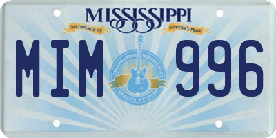 MS license plate MIM996