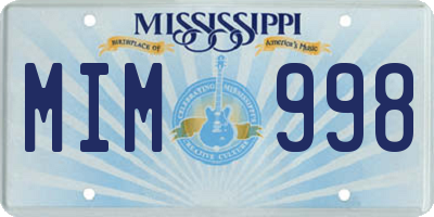 MS license plate MIM998