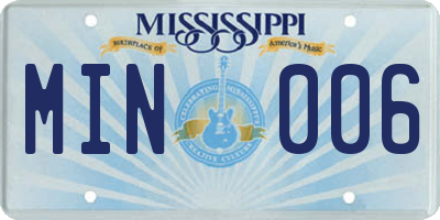 MS license plate MIN006