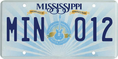 MS license plate MIN012