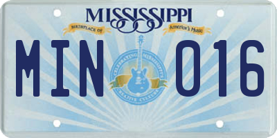 MS license plate MIN016