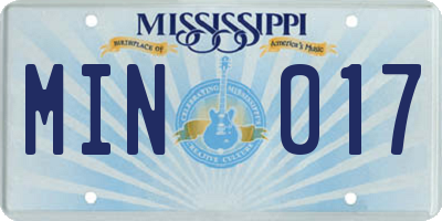 MS license plate MIN017