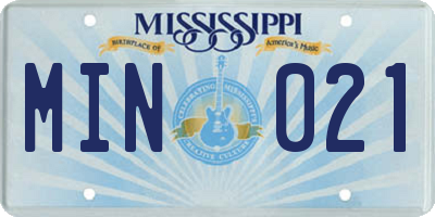 MS license plate MIN021