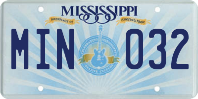 MS license plate MIN032
