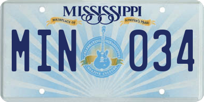 MS license plate MIN034
