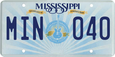 MS license plate MIN040