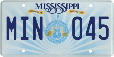 MS license plate MIN045