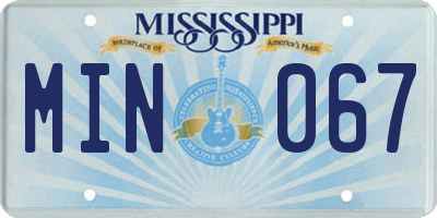 MS license plate MIN067