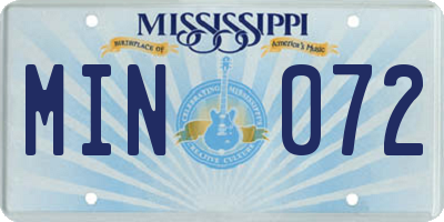 MS license plate MIN072