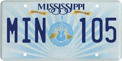 MS license plate MIN105