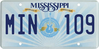 MS license plate MIN109