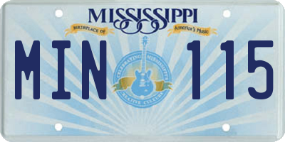 MS license plate MIN115