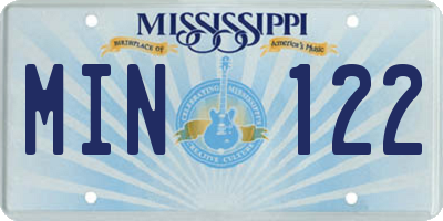 MS license plate MIN122
