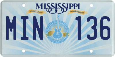MS license plate MIN136