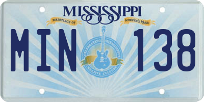 MS license plate MIN138