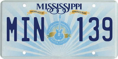MS license plate MIN139
