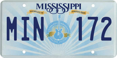 MS license plate MIN172