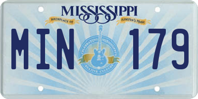MS license plate MIN179
