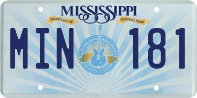 MS license plate MIN181
