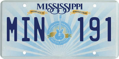 MS license plate MIN191