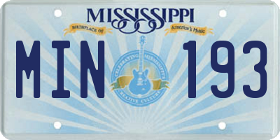 MS license plate MIN193