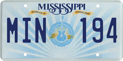 MS license plate MIN194