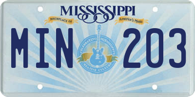 MS license plate MIN203