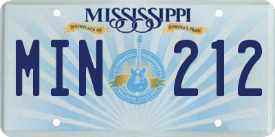 MS license plate MIN212