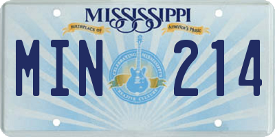 MS license plate MIN214