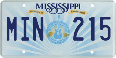 MS license plate MIN215