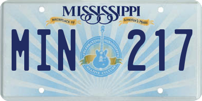 MS license plate MIN217