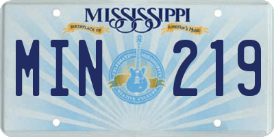 MS license plate MIN219